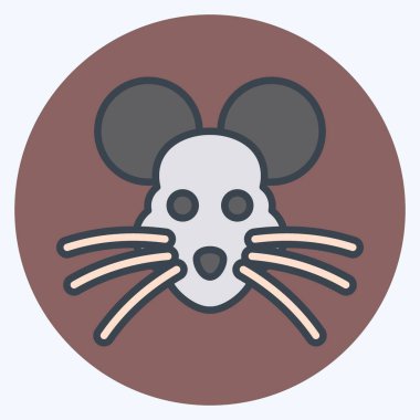 Simge Sıçan. Hayvan kafası sembolüyle ilgili. renk arkadaşı stili. Basit dizayn edilebilir. Basit bir çizim. Şirin. eğitim