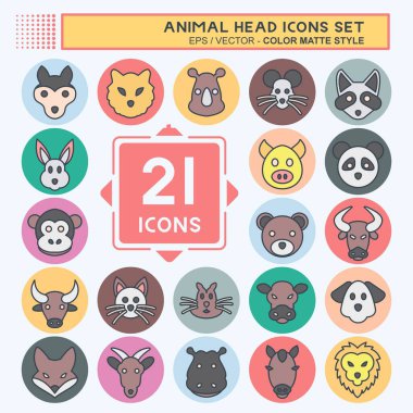 Hayvan Kafası İkonası. Hayvan kafası sembolüyle ilgili. renk arkadaşı stili. Basit dizayn edilebilir. Basit bir çizim. Şirin. eğitim