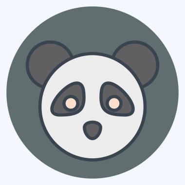 İkon Panda. Hayvan kafası sembolüyle ilgili. renk arkadaşı stili. Basit dizayn edilebilir. Basit bir çizim. Şirin. eğitim