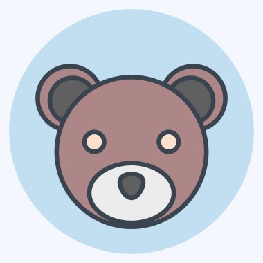 Simge Ayısı. Hayvan kafası sembolüyle ilgili. renk arkadaşı stili. Basit dizayn edilebilir. Basit bir çizim. Şirin. eğitim