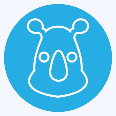 İkon Gergedan. Hayvan kafası sembolüyle ilgili. Mavi gözlü. Basit dizayn edilebilir. Basit bir çizim. Şirin. eğitim