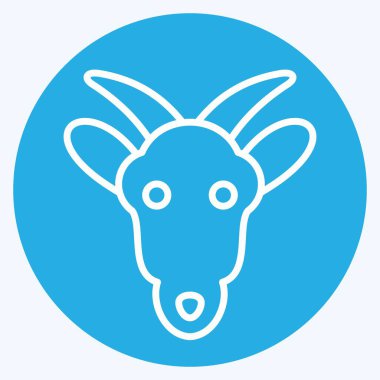 Simge Keçi. Hayvan kafası sembolüyle ilgili. Mavi gözlü. Basit dizayn edilebilir. Basit bir çizim. Şirin. eğitim