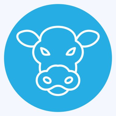 Simge İnek. Hayvan kafası sembolüyle ilgili. Mavi gözlü. Basit dizayn edilebilir. Basit bir çizim. Şirin. eğitim