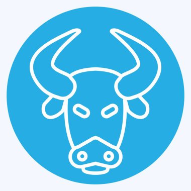 Simge Bizon. Hayvan kafası sembolüyle ilgili. Mavi gözlü. Basit dizayn edilebilir. Basit bir çizim. Şirin. eğitim