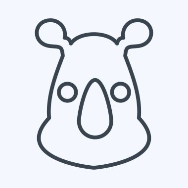 İkon Gergedan. Hayvan kafası sembolüyle ilgili. Sıra tarzı. Basit dizayn edilebilir. Basit bir çizim. Şirin. eğitim