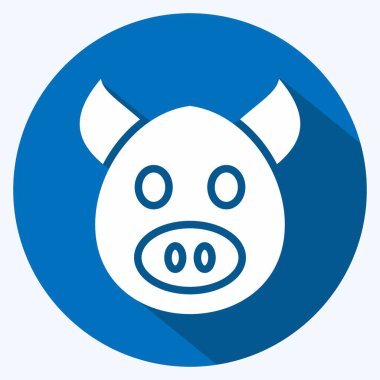 Simge domuzu. Hayvan kafası sembolüyle ilgili. Uzun gölge tarzı. Basit dizayn edilebilir. Basit bir çizim. Şirin. eğitim