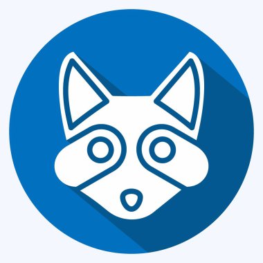 İkon Rakun. Hayvan kafası sembolüyle ilgili. Uzun gölge tarzı. Basit dizayn edilebilir. Basit bir çizim. Şirin. eğitim