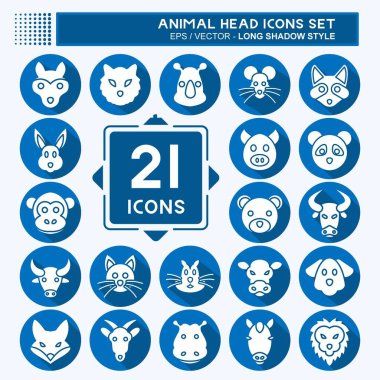 Hayvan Kafası İkonası. Hayvan kafası sembolüyle ilgili. Uzun gölge tarzı. Basit dizayn edilebilir. Basit bir çizim. Şirin. eğitim