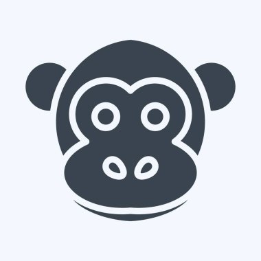 Simge Maymun. Hayvan kafası sembolüyle ilgili. Kabartma tarzı. Basit dizayn edilebilir. Basit bir çizim. Şirin. eğitim