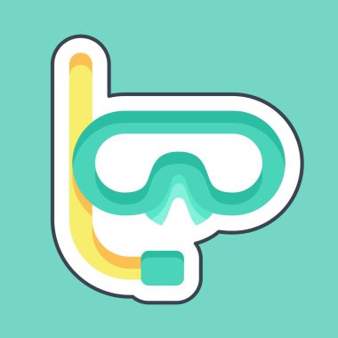 Çıkartma çizgisi Maske ve Şnorkel 'i kesti. Tayland sembolüyle ilgili. Basit dizayn edilebilir. Basit bir çizim. Basit vektör simgeleri. Dünya Seyahat Turizmi. Tayland