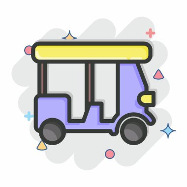 Icon Tuk tuk. Tayland sembolüyle ilgili. Çizgi roman tarzı. Basit dizayn edilebilir. Basit bir çizim. Basit vektör simgeleri. Dünya Seyahat Turizmi. Tayland