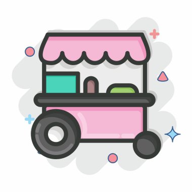 Icon Trolley Arabası. Tayland sembolüyle ilgili. Çizgi roman tarzı. Basit dizayn edilebilir. Basit bir çizim. Basit vektör simgeleri. Dünya Seyahat Turizmi. Tayland