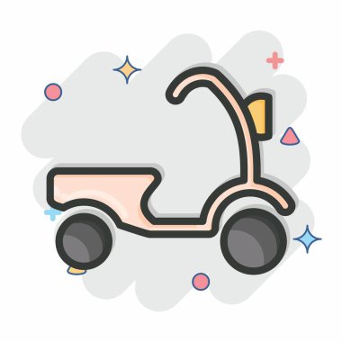 İkon Scooter. Tayland sembolüyle ilgili. Çizgi roman tarzı. Basit dizayn edilebilir. Basit bir çizim. Basit vektör simgeleri. Dünya Seyahat Turizmi. Tayland