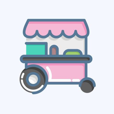 Icon Trolley Arabası. Tayland sembolüyle ilgili. Karalama stili. Basit dizayn edilebilir. Basit bir çizim. Basit vektör simgeleri. Dünya Seyahat Turizmi. Tayland