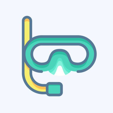 Simge Maskesi ve Şnorkel. Tayland sembolüyle ilgili. Karalama stili. Basit dizayn edilebilir. Basit bir çizim. Basit vektör simgeleri. Dünya Seyahat Turizmi. Tayland