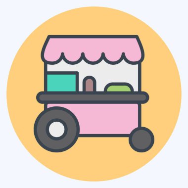 Icon Trolley Arabası. Tayland sembolüyle ilgili. renk arkadaşı stili. Basit dizayn edilebilir. Basit bir çizim. Basit vektör simgeleri. Dünya Seyahat Turizmi. Tayland