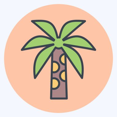 Simge Palmiye Ağacı. Tayland sembolüyle ilgili. renk arkadaşı stili. Basit dizayn edilebilir. Basit bir çizim. Basit vektör simgeleri. Dünya Seyahat Turizmi. Tayland