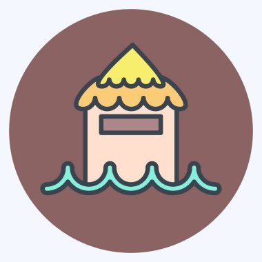 İkon Bungalov. Tayland sembolüyle ilgili. renk arkadaşı stili. Basit dizayn edilebilir. Basit bir çizim. Basit vektör simgeleri. Dünya Seyahat Turizmi. Tayland