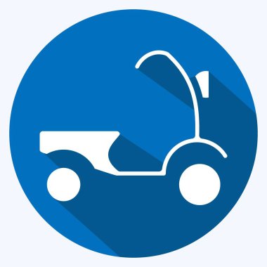 İkon Scooter. Tayland sembolüyle ilgili. Uzun gölge tarzı. Basit dizayn edilebilir. Basit bir çizim. Basit vektör simgeleri. Dünya Seyahat Turizmi. Tayland