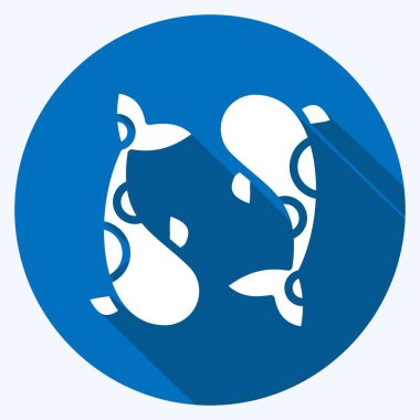 Icon Koi Carps. Tayland sembolüyle ilgili. Uzun gölge tarzı. Basit dizayn edilebilir. Basit bir çizim. Basit vektör simgeleri. Dünya Seyahat Turizmi. Tayland