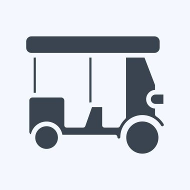 Icon Tuk tuk. Tayland sembolüyle ilgili. Kabartma tarzı. Basit dizayn edilebilir. Basit bir çizim. Basit vektör simgeleri. Dünya Seyahat Turizmi. Tayland