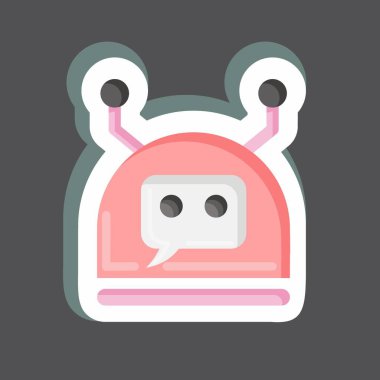Çıkartmalı Chatbot. Makine Öğrenme sembolüyle ilgili. Basit dizayn edilebilir. Basit bir çizim. Basit vektör simgeleri