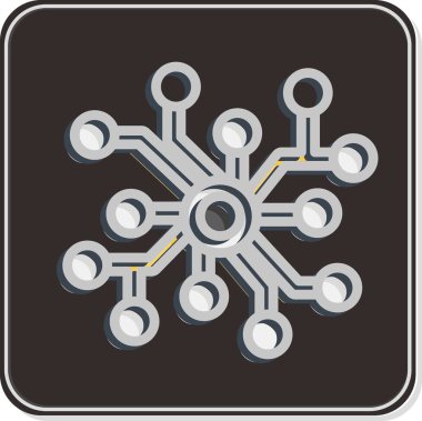 Simge Sinirsel Ağı. Makine Öğrenme sembolüyle ilgili. Parlak stil. Basit dizayn edilebilir. Basit bir çizim. Basit vektör simgeleri