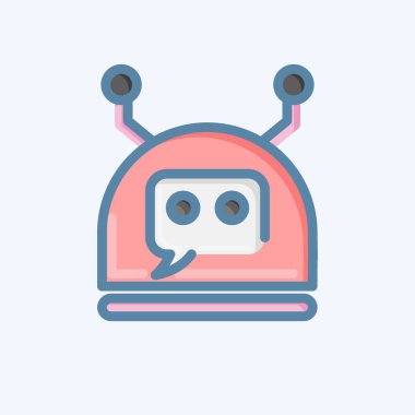 Simge Chatbot. Makine Öğrenme sembolüyle ilgili. Karalama stili. Basit dizayn edilebilir. Basit bir çizim. Basit vektör simgeleri