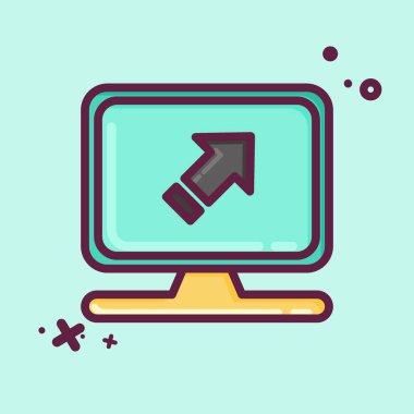 Simge Bilgisayar Sistemi. Makine Öğrenme sembolüyle ilgili. MBE tarzı. Basit dizayn edilebilir. Basit bir çizim. Basit vektör simgeleri