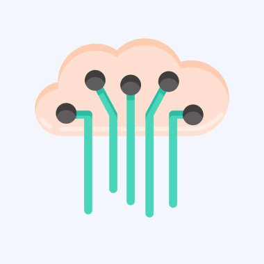 Şeylerin ikon interneti. Makine Öğrenme sembolüyle ilgili. Düz stil. Basit dizayn edilebilir. Basit bir çizim. Basit vektör simgeleri