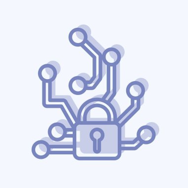 Simgesel İdari Saldırılar. Makine Öğrenme sembolüyle ilgili. İki ton stili. Basit dizayn edilebilir. Basit bir çizim. Basit vektör simgeleri