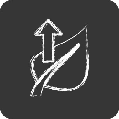 Flora sembolü ile ilgili simge 2. Tebeşir stili. Basit bir çizim. Bitki. Meşe ağacı. Yaprak. gül