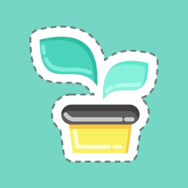 Etiket hattı Plant 'ı kesti. Flora sembolüyle ilgili. Basit bir çizim. Bitki. Meşe ağacı. Yaprak. gül