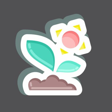 Sticker Sprout 3 Flora sembolüyle bağlantılı. Basit bir çizim. Bitki. Meşe ağacı. Yaprak. gül