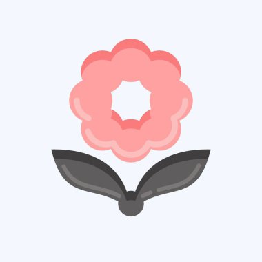 Simge Çiçeği. Flora sembolüyle ilgili. Düz stil. Basit bir çizim. Bitki. Meşe ağacı. Yaprak. gül