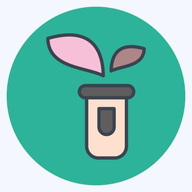 İkon filizi. Flora sembolüyle ilgili. renk arkadaşı stili. Basit bir çizim. Bitki. Meşe ağacı. Yaprak. gül