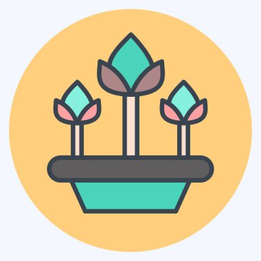 Simge laleleri. Flora sembolüyle ilgili. renk arkadaşı stili. Basit bir çizim. Bitki. Meşe ağacı. Yaprak. gül