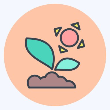 Icon Sprout 3 Flora sembolüyle bağlantılı. renk arkadaşı stili. Basit bir çizim. Bitki. Meşe ağacı. Yaprak. gül