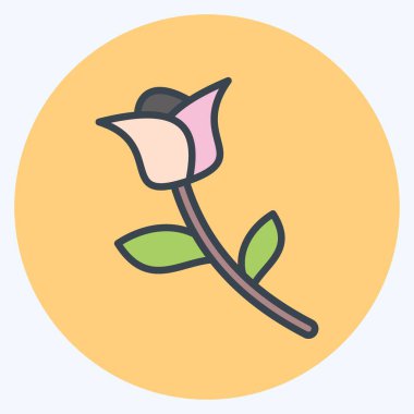 Simge Gülü. Flora sembolüyle ilgili. renk arkadaşı stili. Basit bir çizim. Bitki. Meşe ağacı. Yaprak. gül