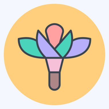 Flora sembolüyle ilişkili Simge 2. renk arkadaşı stili. Basit bir çizim. Bitki. Meşe ağacı. Yaprak. gül