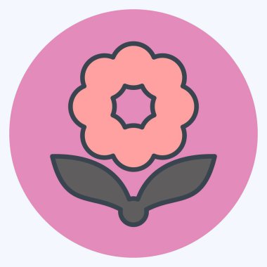 Simge Çiçeği. Flora sembolüyle ilgili. renk arkadaşı stili. Basit bir çizim. Bitki. Meşe ağacı. Yaprak. gül