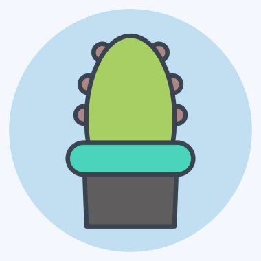 Icon Kaktüsü. Flora sembolüyle ilgili. renk arkadaşı stili. Basit bir çizim. Bitki. Meşe ağacı. Yaprak. gül