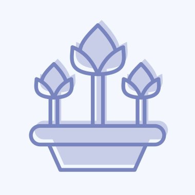 Simge laleleri. Flora sembolüyle ilgili. İki ton stili. Basit bir çizim. Bitki. Meşe ağacı. Yaprak. gül