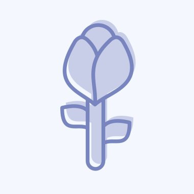 Flora sembolüyle ilişkili Icon Rose 2. İki ton stili. Basit bir çizim. Bitki. Meşe ağacı. Yaprak. gül