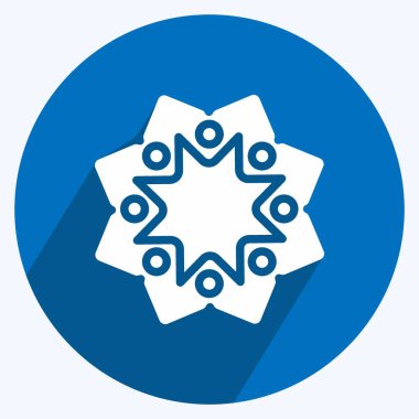 Simge Güneş Çiçeği. Flora sembolüyle ilgili. Uzun gölge tarzı. Basit bir çizim. Bitki. Meşe ağacı. Yaprak. gül