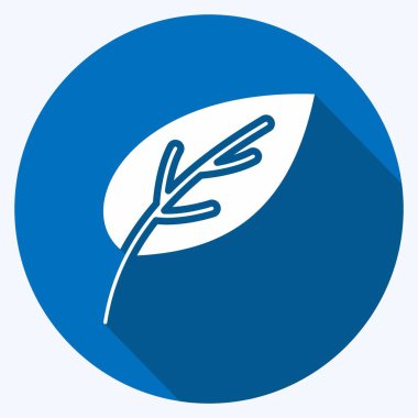 Simge Yaprağı. Flora sembolüyle ilgili. Uzun gölge tarzı. Basit bir çizim. Bitki. Meşe ağacı. Yaprak. gül