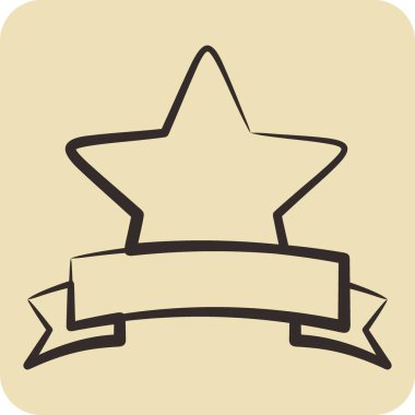 Simge Ödülü Yıldızı. Yıldızların sembolüyle ilgili. El çizimi tarzı. Basit dizayn edilebilir. Basit vektör simgeleri