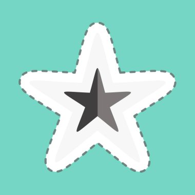 Çıkartma çizgisi Star 'ı kesti. Yıldızların sembolüyle ilgili. Basit dizayn edilebilir. Basit bir çizim. Basit vektör simgeleri