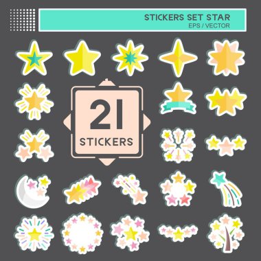 Çıkartma Yıldızları Belirliyor. Yıldızların sembolüyle ilgili. Basit dizayn edilebilir. Basit bir çizim. Basit vektör simgeleri