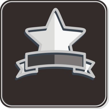 Simge Ödülü Yıldızı. Yıldızların sembolüyle ilgili. Parlak stil. Basit dizayn edilebilir. Basit bir çizim. Basit vektör simgeleri